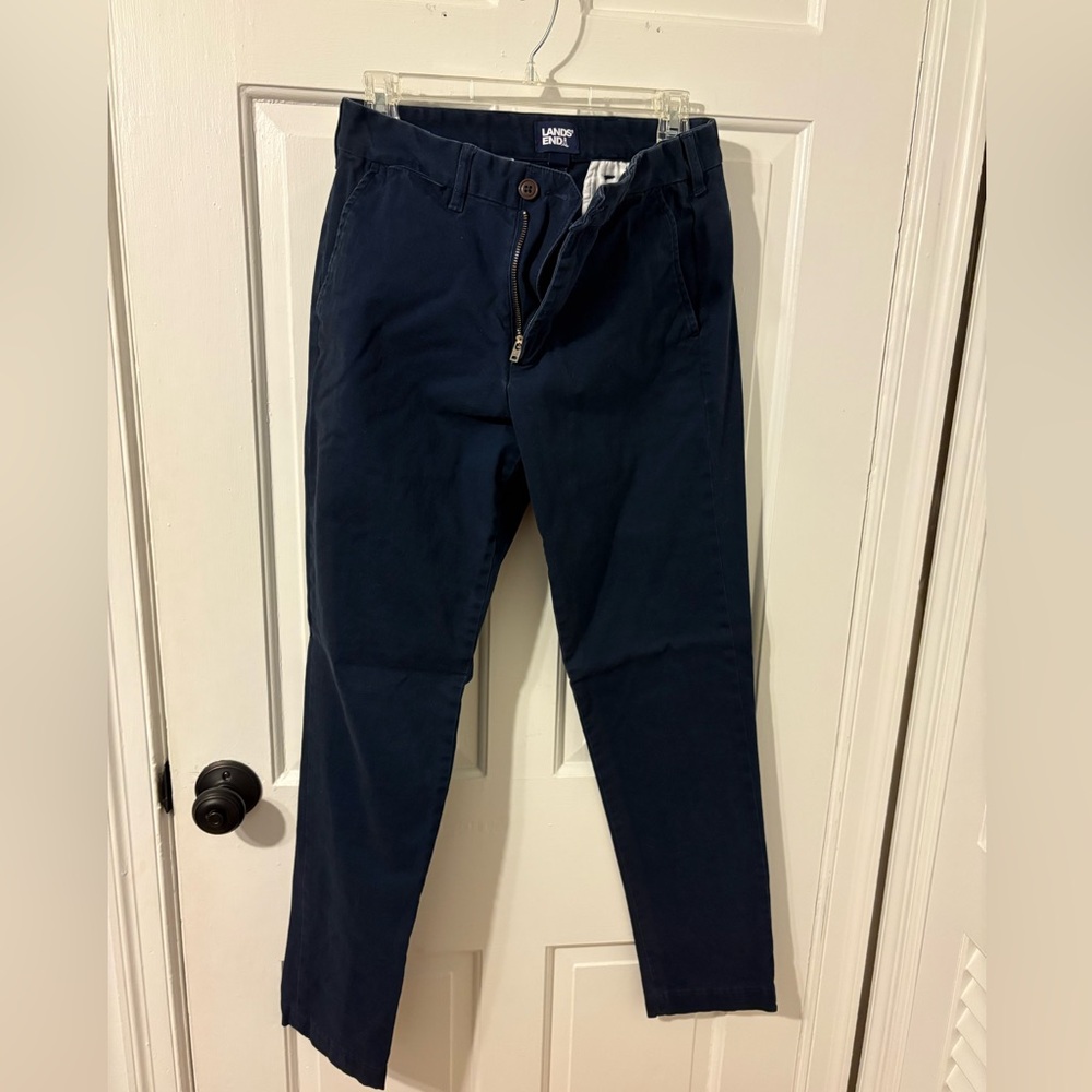 Lands' End Men's Slim Fit Comfort-First Knockabout Chino Pants Dark Blue Chinos